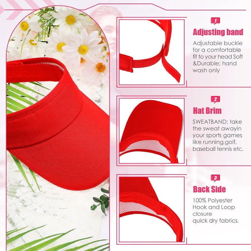 Bonuci 24 Pcs Visor Bulk for Women Sun Hat Visors Hats Sports UV Protection Visor Hat for Men Tennis Baseball Golf Caps Bulk - Image 3